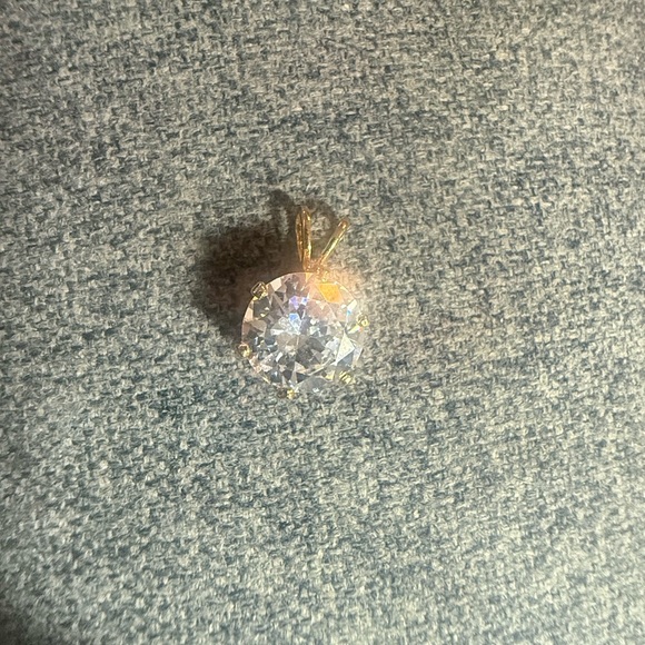 Vintage costume solitaire Sparkling CZ Diamond Pendant rabbit bail - Picture 9 of 9